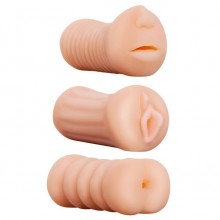 Мужской набор из 3 разных реалистичных мастурбаторов «Lifelike Stroker Set», цвет телесный, Dream Toys 21307, из материала TPR, длина 12 см.