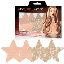 Телесные кружевные и сатиновые пэстисы-звезды «Nude Ambition», бренд EroticFantasy, из материала ПВХ, цвет Телесный