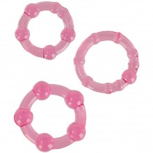 Набор из трех эластичных колец разного размера «Island Rings» от компании California Exotic Novelties, цвет розовый, SE-1429-04-2, бренд CalExotics, диаметр 2.1 см.