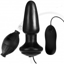 Расширяющаяся надувная анальная пробка с вибрацией «Inflatable Vibrating Butt PLug», цвет черный, Lux Fetish LF5304, из материала ПВХ, длина 10.2 см.