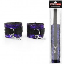 Наручники фиолетовые с черным кружевом на липучках, Notabu NTB-80584, из материала Ткань, цвет Фиолетовый