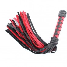 Плеть черно-красная с плетеной ручкой 54040ars, бренд БДСМ арсенал, из материала Кожа, длина 45 см.