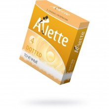 Стимулирующие латексные презервативы «№3 Dotted» с точками, упаковка 3 шт., бренд Arlette, цвет Прозрачный, длина 18.5 см.