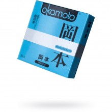 Презервативы Окамото серия «Skinless Skin Super Lubricative» с двойной смазкой, 3 штуки, бренд Okamoto, из материала Латекс, цвет Прозрачный, длина 18.5 см.
