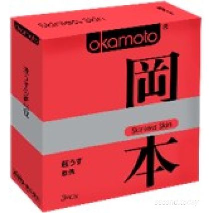 Презервативы Okamoto «Skinless Skin Super Thin» тонкие, в упаковке 3 штуки, 04470 One Size, из материала Латекс, цвет Прозрачный, длина 18.5 см.