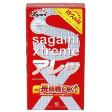 Продлевающие презервативы «Xtreme Feel Long» с точечками, упаковка 10 шт, Sagami Dots №10, из материала Латекс, длина 19 см.