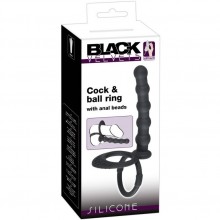 Ребристая насадка на член для двойного проникновения Black Velvets «Cock & Ball Ring», цвет черный, You 2 Toys 5335560000, бренд Orion, коллекция You2Toys, длина 19 см.