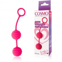 Классические вагинальные шарики с кольцом от компании Cosmo, цвет розовый, csm-23033-25, из материала Силикон, диаметр 3.1 см.
