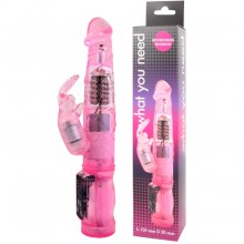Многофункциональный вагинальный вибратор с ротацией, цвет розовый, EE-10171, бренд Bior Toys, из материала TPR, длина 21.5 см.