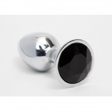 Серебристая анальная пробка с черным кристаллом - 8,2 см., бренд 4sexdream, коллекция Anal Jewelry Plug, длина 8.2 см.