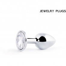 Металлический страз-втулка с прозрачным кристаллом «Silver Plug Small», цвет серебристый, Anal Jewelry PLugs ss-01, длина 7.2 см., со скидкой