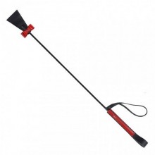 Украшенный бантиком стек с широким шлепком и плетеной ручкой, цвет черный, СК-Визит 3181-1, из материала Кожа, длина 62 см.