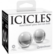 Стеклянные вагинальные шарики «Glass Ben-Wa Balls» из коллекции ICICLES от компании PipeDream, цвет прозрачный, 2942-00 PD, из материала Стекло, диаметр 3 см.