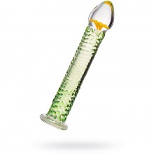 Стеклянный фаллоимитатор со спиралевидным рельефом, длина 16.5 см, 912182, бренд Sexus Glass, из материала Стекло, цвет Зеленый, длина 16.5 см.