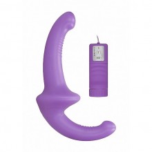 Двухсторонний эргономичный безремневой страпон Ouch «Purple», цвет фиолетовый, Shots Media SH-OU323PUR, длина 12 см.