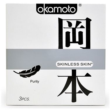 Тончайшие латексные презервативы «Skinless Skin Purity № 3», упаковка 3 шт, Okamoto INS39129Ok, цвет Прозрачный, длина 18.5 см.