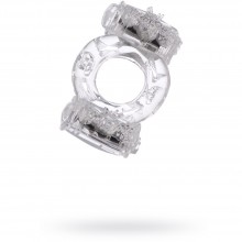 Кольцо на член с двумя вибромоторами «Vibrating Ring 818033-1», цвет прозрачный, диаметр 2 см, бренд ToyFa, диаметр 2 см.