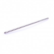 Ребристый металлический уретральный стимулятор «Dip Stick Ribbed», цвет серебристый, O-Products 112-TMS-2479-12, длина 24 см.
