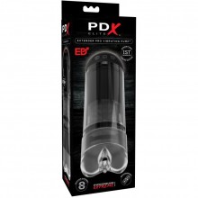Вакуумная мужская вибропомпа PDX «Elite Extender Pro Vibrating Pump», цвет прозрачный, PipeDream RD530, из материала TPR, длина 26 см.