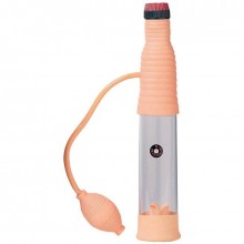 Вакуумный массажер-помпа с грушей и встроенным вибратором «Vibrating Penis Developer», цвет телесный, Seven Creations 12-BX, длина 30 см.