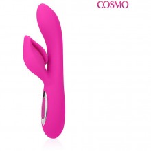 Стильный вибратор с клиторальным стимулятором и изогнутой головкой для точки G от Cosmo, цвет розовый, CSM-23131, бренд Bior Toys, из материала Силикон, длина 20 см.