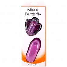 Вибратор-бабочка на пульте управления «Micro Butterfly», цвет фиолетовый, Gopaldas 15-125CLV ALV BX GP, длина 6.5 см.