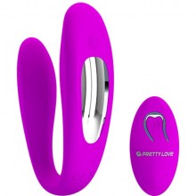 Вибромассажер для пар «Letitia» с дистанционным управлением, цвет фиолетовый, Pretty Love BI-014485W, бренд Baile, длина 10 см.