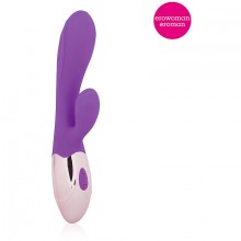 Женский вибратор изогнутой формы с клиторальным стимулятором, цвет фиолетовый, Erowoman - Eroman ee-10263-5, бренд Bior Toys, из материала Силикон, длина 10.5 см.