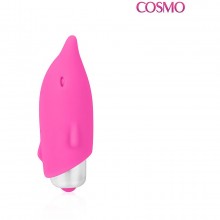 Миниатюрный вибромассажер для клиторальной стимуляции в виде дельфина, цвет розовый, Cosmo CSM-23136, из материала Силикон, длина 7 см.