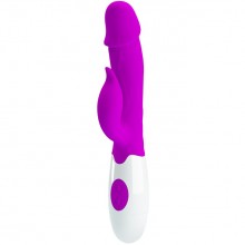 Женский вибромассажер с клиторальным отростком «PrettyLove Peter», цвет фиолетовый, материал силикон, Baile BI-014706, длина 19.2 см.