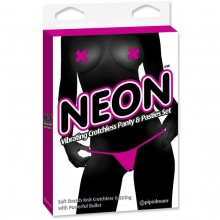 Розовые вибротрусики и пэстисы Neon «Vibrating Crotchless Panty and Pasties Set», размер OS, PipeDream 1431-11 PD, коллекция Neon Luv