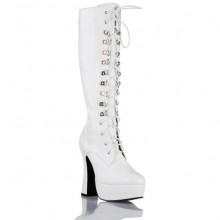 Высокие сапоги на устойчивом каблуке и шнуровке, цвет белый, размер 39, Electric Shoes HB202, из материала ПВХ, 39 размер