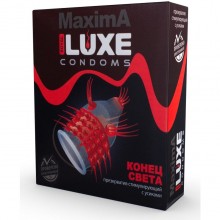 Презерватив с красными усиками от компании Luxe - «Конец света», упаковка 1 шт, длина 18 см.