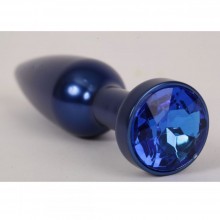 Большая анальная пробка с синим стразом от компании Luxurious Tail, цвет синий, 47197-4, коллекция Anal Jewelry Plug, длина 11.2 см.