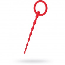 Уретральный плаг из силикона «Uretral Plug Black & Red» с кольцом, цвет красный, ToyFa 901405-9, длина 16 см., со скидкой