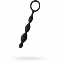 Анальная цепочка «Anal Beads» небольшого размера с кольцом из коллекции A-Toys от ToyFa, цвет черный, 761308, из материала TPR, длина 19.5 см., со скидкой