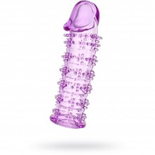 Закрытая насадка на половой член с шипами от компании ToyFa, цвет фиолетовый, 818031-4, из материала TPE, длина 12 см.