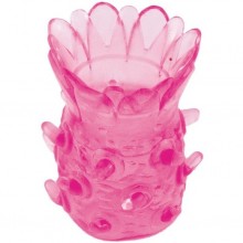Розовая рельефная насадка на пенис цвет розовый, ToyFa 888001, из материала ПВХ, длина 5 см., со скидкой