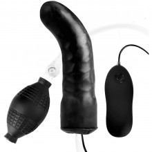 Надувной изогнутый фаллос с вибрацией «Inflatable Vibrating Curved Dildo», цвет черный, Lux Fetish LF5303, длина 16 см., со скидкой