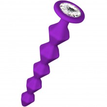 Фиолетовая анальная цепочка с кристаллом «Emotions Buddy», максимальный диаметр 4.1 см, Lola Games 1400-03lola, из материала Силикон, цвет Фиолетовый, длина 17.7 см.