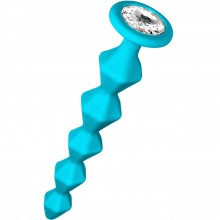 Голубая анальная цепочка с кристаллом «Emotions Buddy», Lola Games 1400-02lola, из материала Силикон, длина 17.7 см.