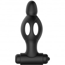 Черная вибропробка оригинальной формы «Mr.Play», 10 режимов, рабочая длина 9.6 см, Baile BI-210214-MR, длина 11.8 см.
