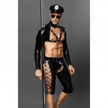 Мужской костюм полицейского «Candy Boy Josh», черный, размер OS, 801018, из материала Полиэстер, One Size (Р 42-48), со скидкой