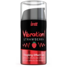Жидкий интимный гель с эффектом вибрации «Vibration Strawberry» с клубничным вкусом, 15 мл, Intt VIB0001, из материала Водная основа, 15 мл., со скидкой