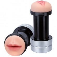 Двусторонний мастурбатор ротик и вагина «Realstuff 2 In 1 Hummer Mouth Vagina» в колбе, Dream Toys 20587, из материала TPR, длина 17.8 см.