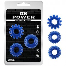 Набор из 3 эрекционных колец «Gear Up Rings», цвет синий, Chisa CN-370395712, из материала TPE, коллекция GK Power