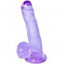 Прозрачный фаллоимитатор-дилдо с мошонкой «Intergalactic Oxygen Purple» цвет фиолетовый, Lola 7084-02lola, бренд Lola Games, длина 17.5 см., со скидкой