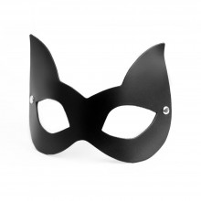 Черная кожаная маска с прорезями для глаз и ушками, Бдсм арсенал 68011ars, со скидкой