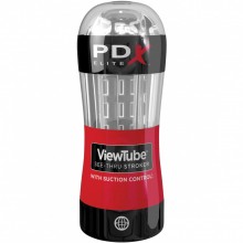 Мастурбатор прозрачный «Pdx Elite ViewTube See-Thru Stroker», PipeDream RD542, длина 18.5 см., со скидкой