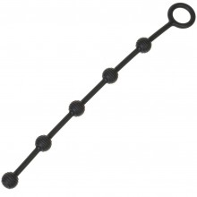 Анальная цепочка с кольцом, цвет черный, OYO OYO-SKN-ANL035-BLC, из материала TPR, длина 30 см., со скидкой